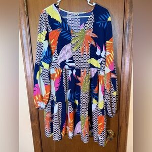 Source Unknown Vibrant Multicolor Midi Dress